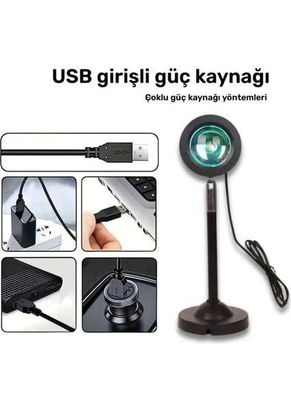 USB ile Kumandalı 16 Renkli Gün Batımı Romantik Dekoratif Projektör Lambası fiyatları