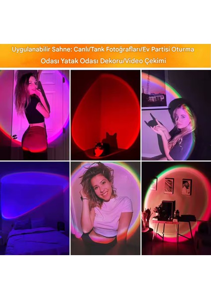 USB ile Kumandalı 16 Renkli Gün Batımı Romantik Dekoratif Projektör Lambası modelleri