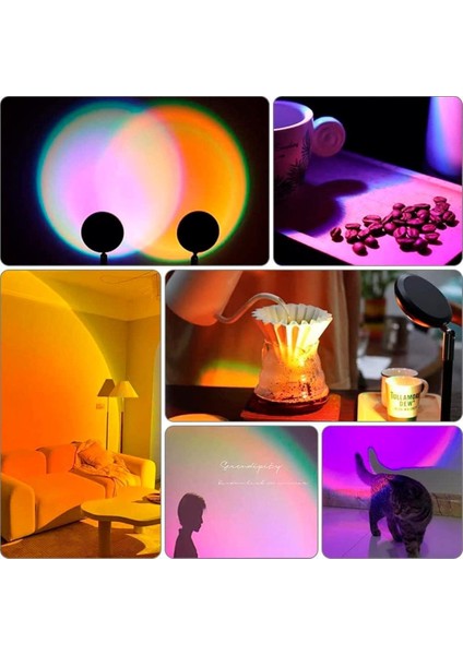 USB ile Kumandalı 16 Renkli Gün Batımı Romantik Dekoratif Projektör Lambası indirimleri