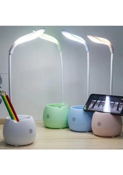 Beyaz LED Slim Şarjlı Masa Lambası, Kalemlik ve Telefon Tutacaklı, Esnek Okuma Işığı fiyatları