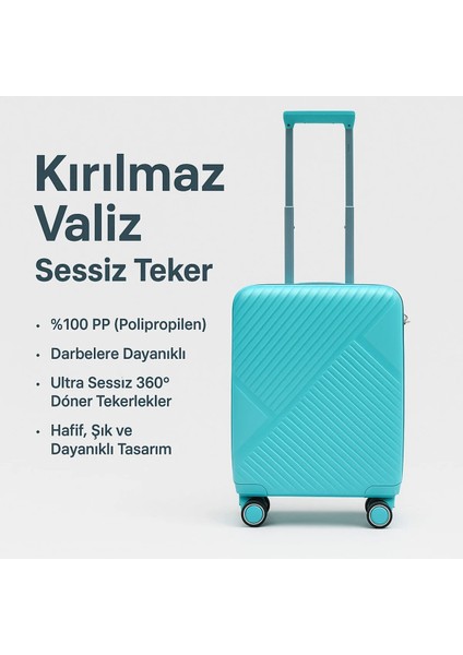 Pp Valiz - PP820 Kabin Boy Mint Yeşili - Kırılmaz Valiz