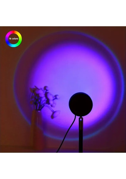 USB ile Kumandalı 16 Renkli Gün Batımı Romantik Dekoratif Projektör Lambası