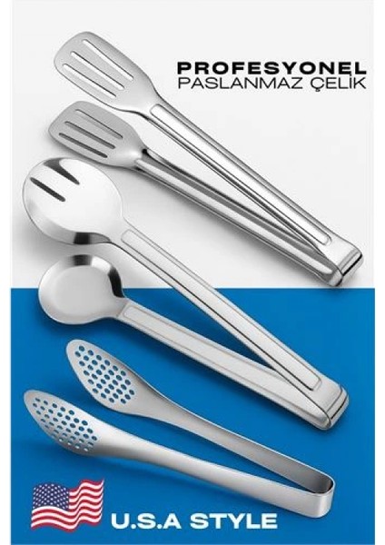 Modacar Amerikan Tip Mutfak Maşa Seti 3 Lü Set 304 Paslanmaz Çelik fiyatları