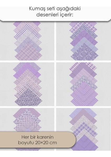Patchwork Kumaş Seti – 35 Desen 20X20 cm | %100 Pamuk Saten | Tek Parça Kumaş | Dikiş, El Işi ve Quilting Için Özel Tasarım