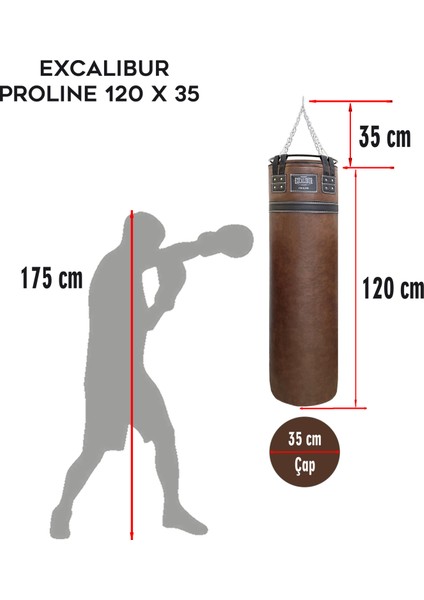Proline Steel Salon Tipi Profesyonel Çemberli Boks Torbası 120 x 35 Kahve fiyatları