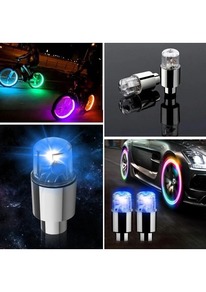 Araç ve Bisiklet Için 2’li Mavi LED Hava Valfi Işık Kapakları–gece Parlayan Lastik Lambası Sibop Kapağı fiyatları