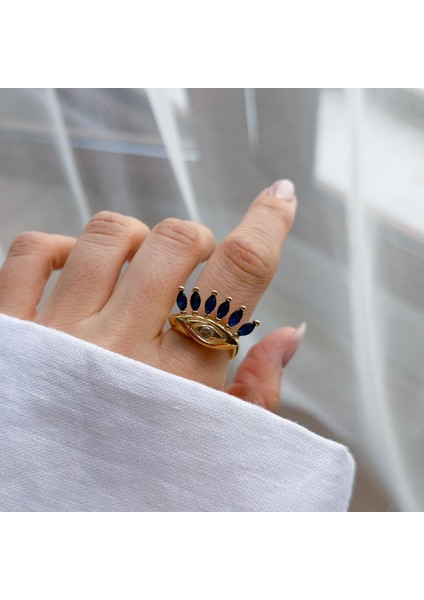 Çelik Taşlı Göz Yüzük