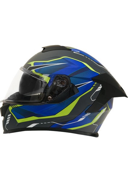 Gp My Helmet MKS001-EGBY Yarış Spoiler Güneş Vizörlü Şeffaf Full Face Motosiklet Kaskı L fırsatları