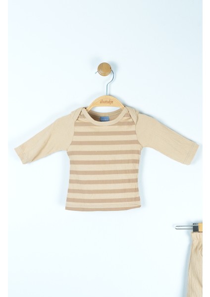 Ayıcık Nakışlı Müslin Bebek Takım Üç Parça (6-24 Ay)