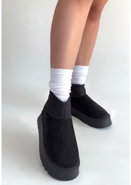 Içi Kürklü Boğazı Streçli Bot Süet Siyah Topuk Boyu 4 cm fırsatları