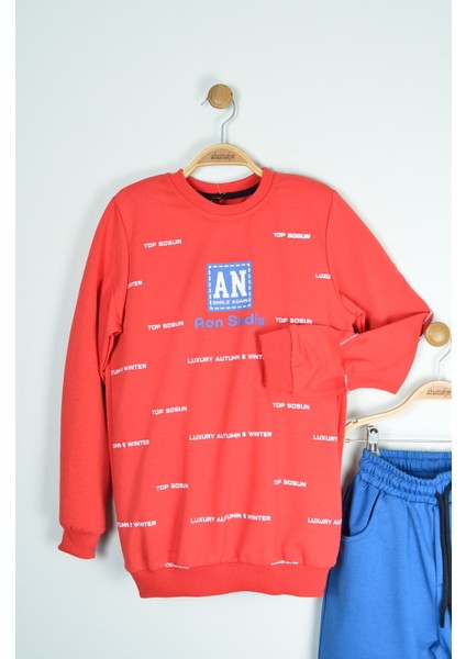 Kırmızı Sweat & Saks Mavi Eşofman Alt 2’li Erkek Çocuk Takımı(11-14) modelleri