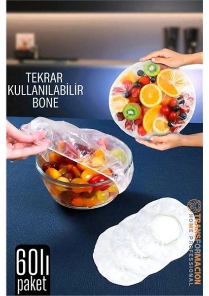 Modacar Esnek Kase Bonesi – 60 Adet, 25 Cm’e Kadar Uyumlu, Tekrar Kullanılabilir Tabak Bone
