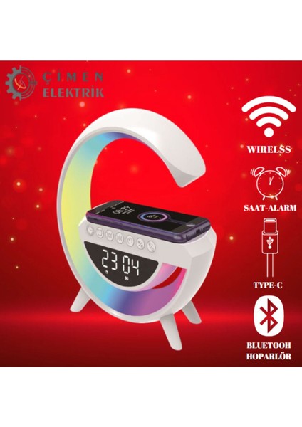 Kablosuz Bluetooth Masa Lambası ve Hoparlör, Renkli Rgb Işık, Beyaz fiyatları