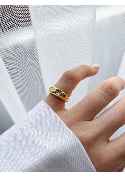 Çelik Kalpli Serçe Parmak Yüzük