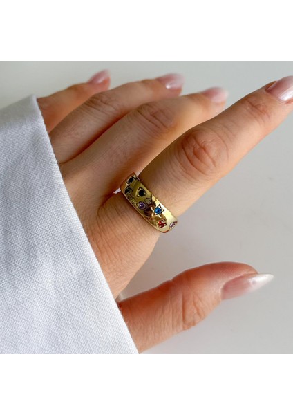Çelik Renkli Taşlı Yüzük fiyatları