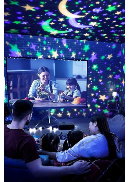 Renkli Pilli Gökyüzü Yıldız Projeksiyon Masa ve Tavan Işık Lambası indirimleri