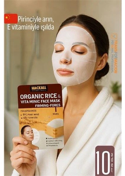 Modacar Organik Pirinç & Vitamin E Yüz Maskesi – Gözenek Sıkılaştırıcı Nemlendirici