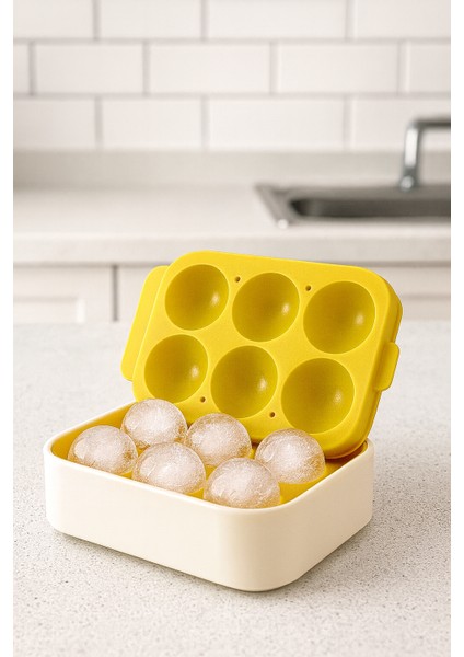 6’lı Sarı Silikon Yuvarlak Buz Kalıbı – Kahve, Içecek, Kokteyller Için Yuvarlak Buz Kalıbı fiyatları