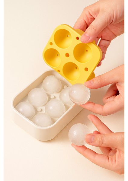6’lı Sarı Silikon Yuvarlak Buz Kalıbı – Kahve, Içecek, Kokteyller Için Yuvarlak Buz Kalıbı