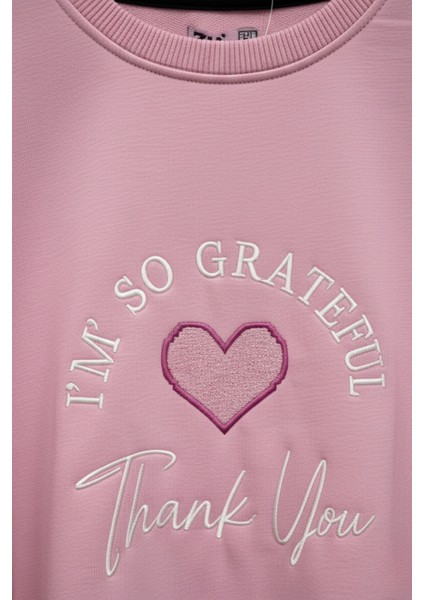 Kalp Nakışlı Pembe Geniş Paça Çocuk Eşofman Takımı (3-10 Yaş) fırsatları