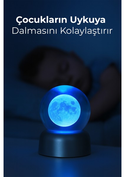 3D Ay ve Gezegen Temalı Işıklı Cam Küre Dekor, Şık Hediye Seçeneği fiyatları