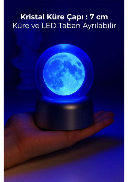 3D Ay ve Gezegen Temalı Işıklı Cam Küre Dekor, Şık Hediye Seçeneği indirimleri