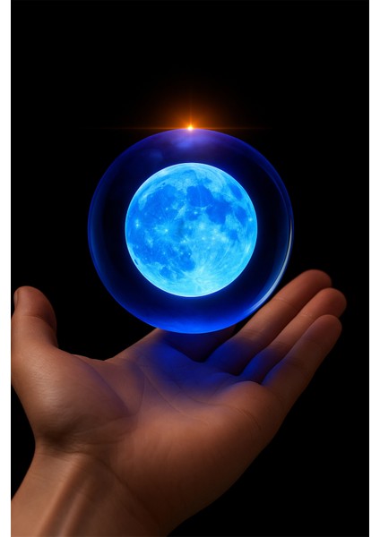 3D Ay ve Gezegen Temalı Işıklı Cam Küre Dekor, Şık Hediye Seçeneği