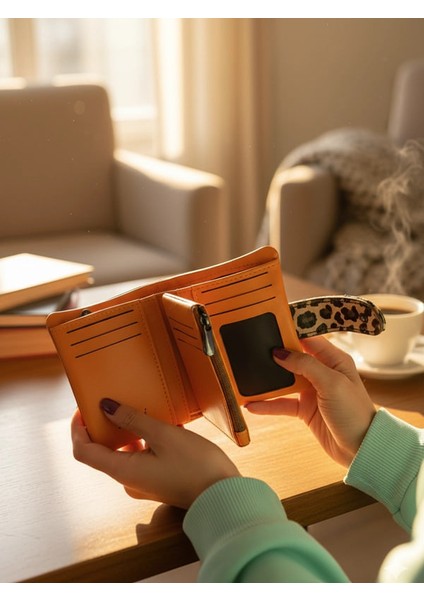 Deri Turuncu Kadın Cüzdanı fiyatları