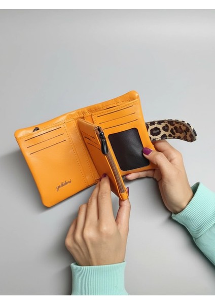 Deri Turuncu Kadın Cüzdanı modelleri