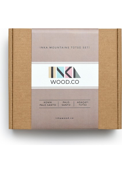Inka Mountain Tütsü Seti, Palo Santo Konik Tütsü, Adaçayı Tütsü, Palo Santo Çubuk Tütsü modelleri