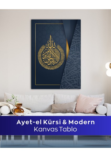 Ayetel Kürsi Islami Kanvas Tablo | Modern & Altın Detaylı Islami Duvar Dekoru modelleri