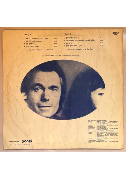 Alain Barrière Et Tu Fermes Les Yeux Lp Plak (Orijinal Dönem 1978 Dönem Türk Baskı) fiyatları