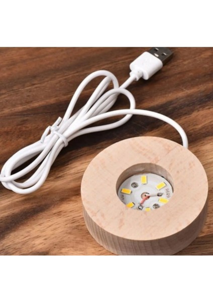 Küresel LED Işık USB Ahşap Tabanlı 3D Masaüstü Dekor Mini Lamba fiyatları