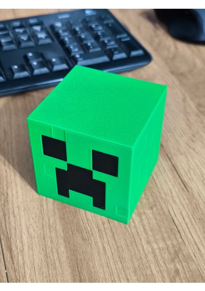 Yeşil Minecraft Creeper Kafası Aydınlatma Masa Lambası, LED Mum Hediyeli fiyatları