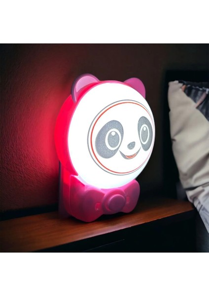 Sevimli Panda Bebek Çocuk Odası Gece Lambası, Prize Tak, 2W Beyaz LED Işık indirimleri