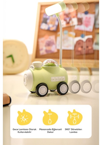 Sevimli Tren, 360 Dönen Kalem Traşlı LED Gece Lambası - Mavi fiyatları