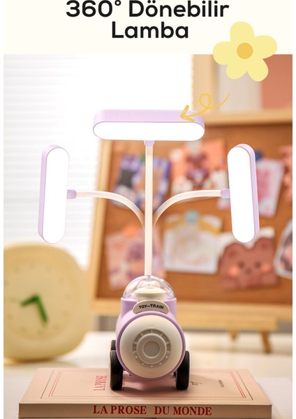 Sevimli Tren, 360 Dönen Kalem Traşlı LED Gece Lambası - Mavi fırsatları