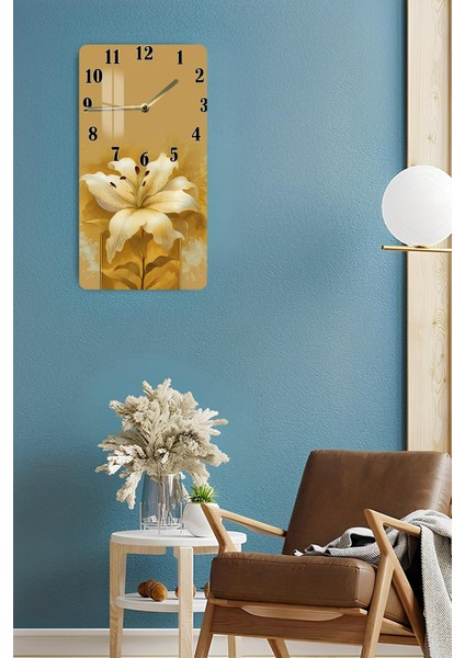 Renkli Lilyum Çiçek Desenli Temperli Cam Tablo Saat 30X60 cm fırsatları