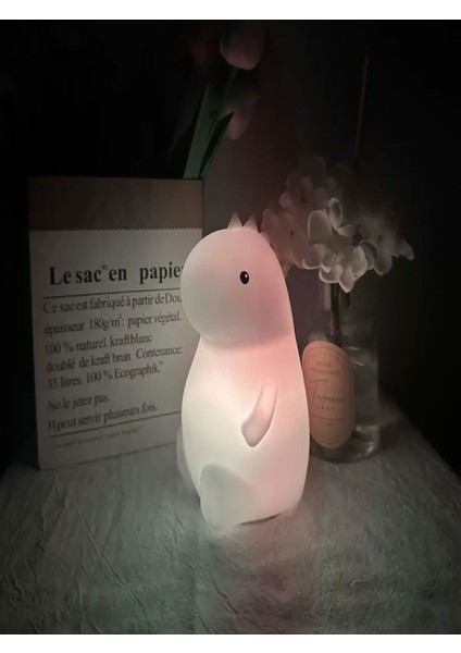 Renkli Dinozor Şekilli Dokunmatik Gece Lambası, Çocuklar Için Eğlenceli Işık Hilesi fiyatları