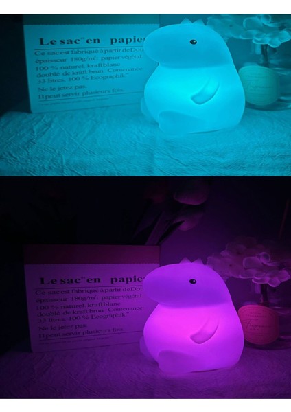 Renkli Dinozor Şekilli Dokunmatik Gece Lambası, Çocuklar Için Eğlenceli Işık Hilesi fırsatları