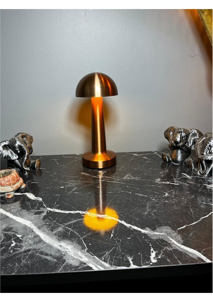 Şarjlı Bronz Renkli Ayarlanabilir Mantar Masa Lambası, Şık ve Kullanışlı Aydınlatma Seçeneği modelleri