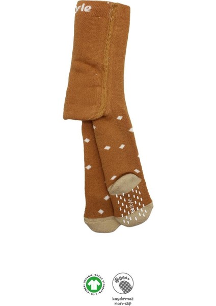 Bistyle Tekli Puan Kaymaz Havlu Külotlu Çorap BS50502 Hardal