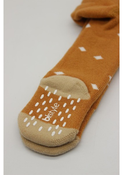 Bistyle Tekli Puan Kaymaz Havlu Külotlu Çorap BS50502 Hardal modelleri
