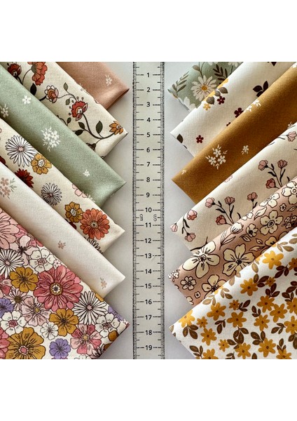 Patchwork Kumaş Seti – 60 Adet 20X20 cm | %100 Pamuk Saten | El Işi, Dikiş, Quilting ve Hobi Için