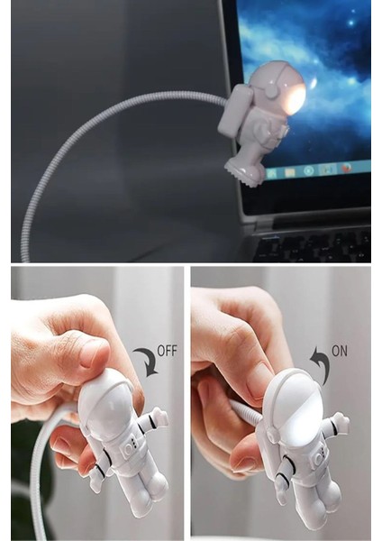 Beyaz USB Astronot Gece Lambası, Masa ve Kitap Okuma Işığı modelleri