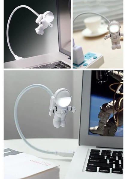 Beyaz USB Astronot Gece Lambası, Masa ve Kitap Okuma Işığı indirimleri
