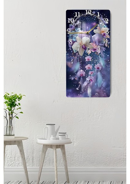 Rüya Kapanı ve Çiçek Tüy Desenli 30X60 cm Temiz Cam Tablo Saat indirimleri
