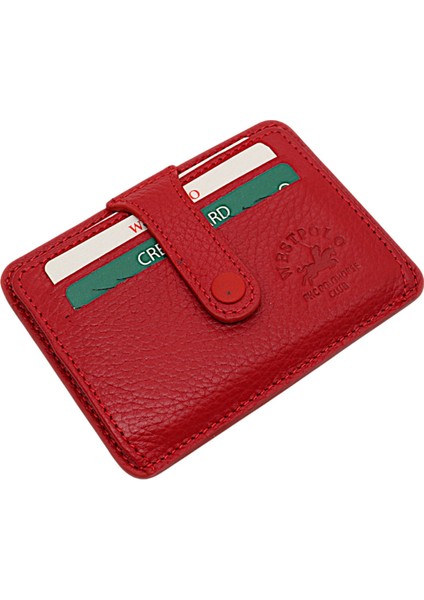 Carpi Çok Bölmeli Unisex Hakiki Flötr Deri Kartlık - Kırmızı fiyatları