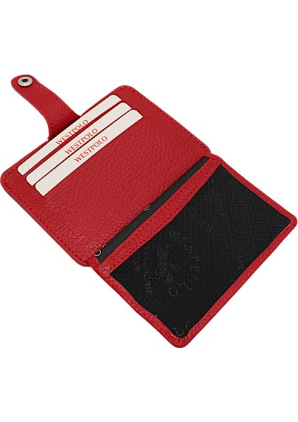 Carpi Çok Bölmeli Unisex Hakiki Flötr Deri Kartlık - Kırmızı modelleri