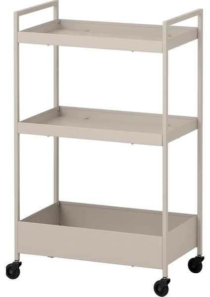 Bej Çelik 3 Katlı Tekerlekli Servis Arabası, Raflı, Hafif ve Dayanıklı fiyatları